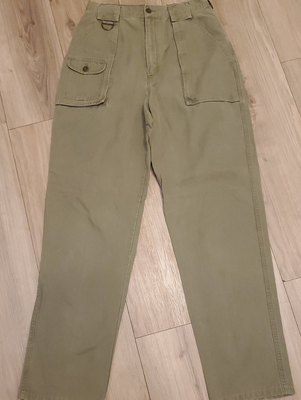 Lands' End Olive Green Wide-Leg Utility Jeans